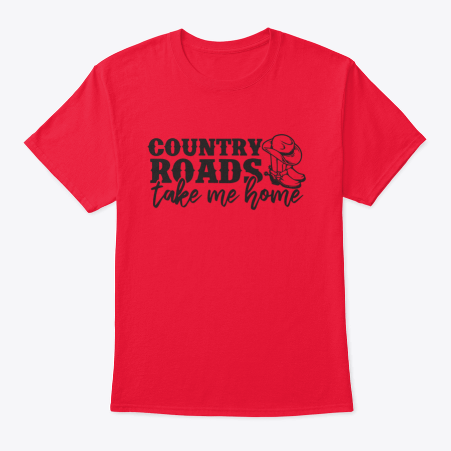 Country Roads Take Me Home T-Shirt featuring a logo design, made from 100% cotton, showcasing a classic fit and midweight fabric.