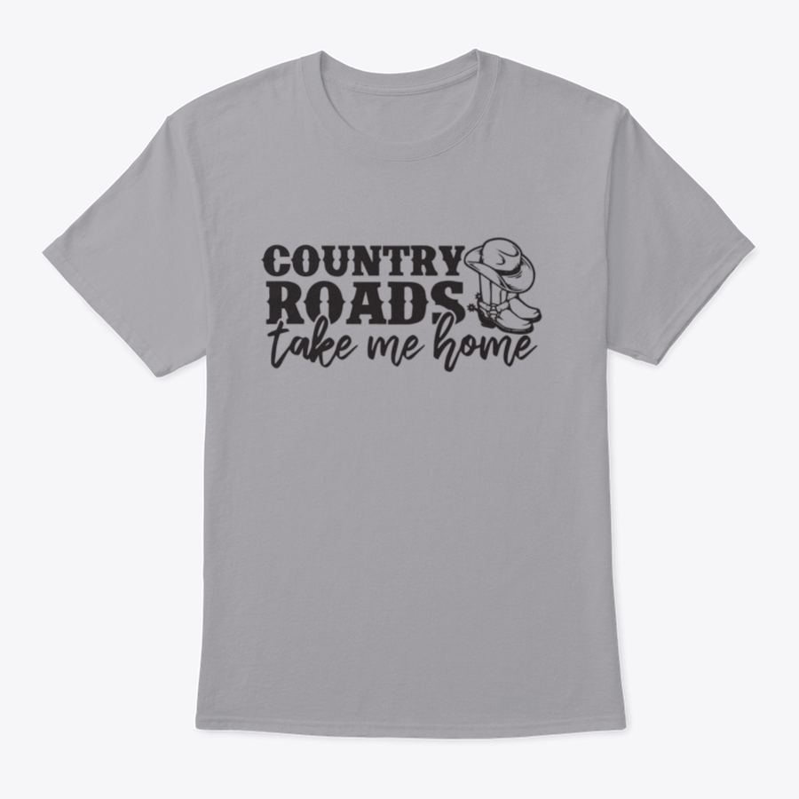 Country Roads Take Me Home T-Shirt featuring a logo design, made from 100% cotton, showcasing a classic fit and midweight fabric.