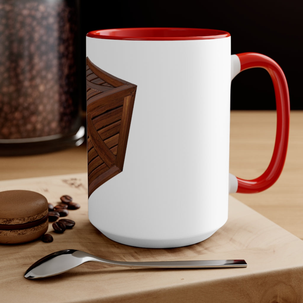 A stylish two-tone Crate Accent Mug with a white exterior and a colored interior, showcasing its ergonomic C-handle and rounded corners.