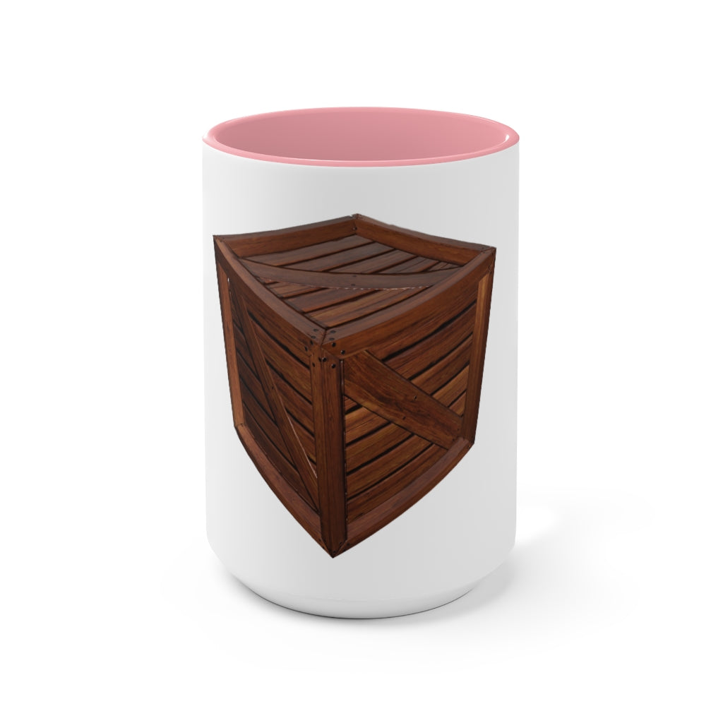 A stylish two-tone Crate Accent Mug with a white exterior and a colored interior, showcasing its ergonomic C-handle and rounded corners.