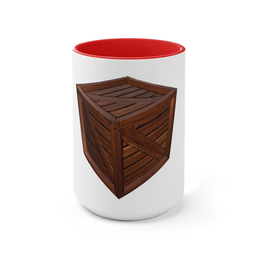 A stylish two-tone Crate Accent Mug with a white exterior and a colored interior, showcasing its ergonomic C-handle and rounded corners.