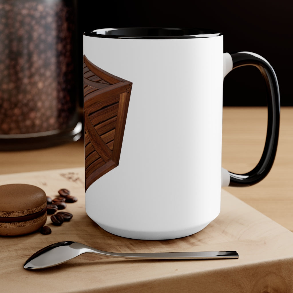 A stylish two-tone Crate Accent Mug with a white exterior and a colored interior, showcasing its ergonomic C-handle and rounded corners.