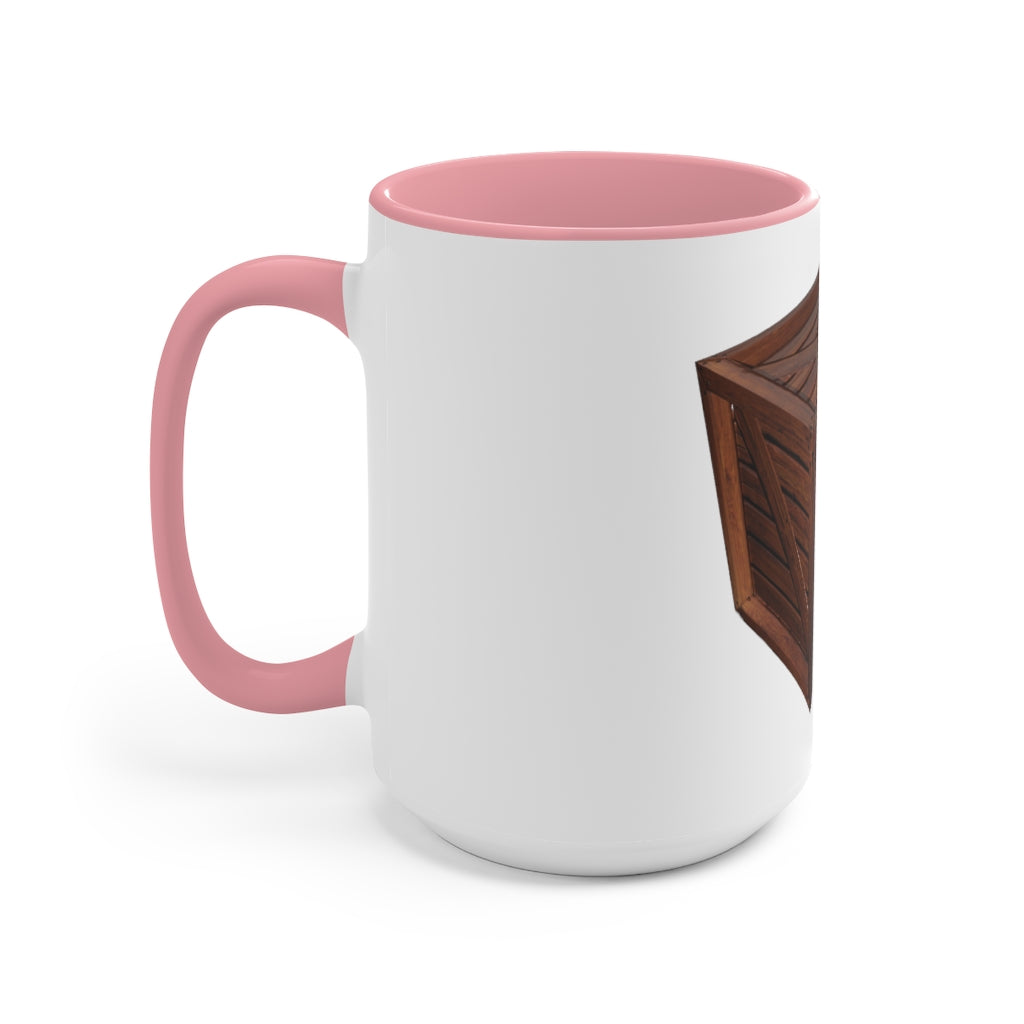 A stylish two-tone Crate Accent Mug with a white exterior and a colored interior, showcasing its ergonomic C-handle and rounded corners.