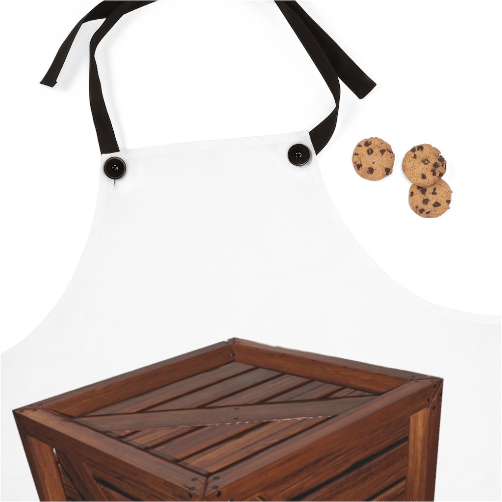 Stylish Crate Apron made of lightweight polyester with black detachable twill straps, perfect for cooking.