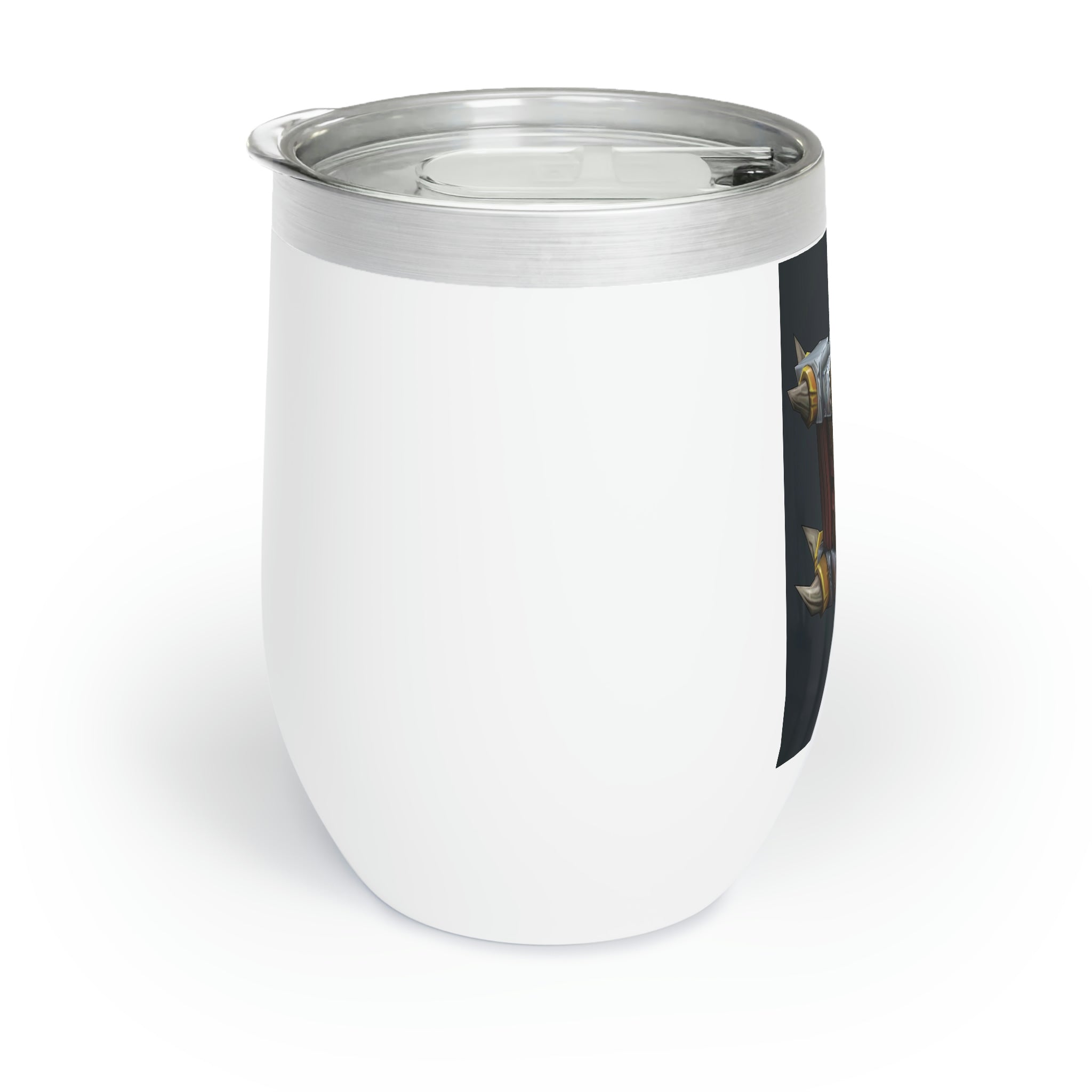 A stylish Crate Chill Wine Tumbler made of stainless steel, featuring a customizable design and double-insulated walls for temperature retention.