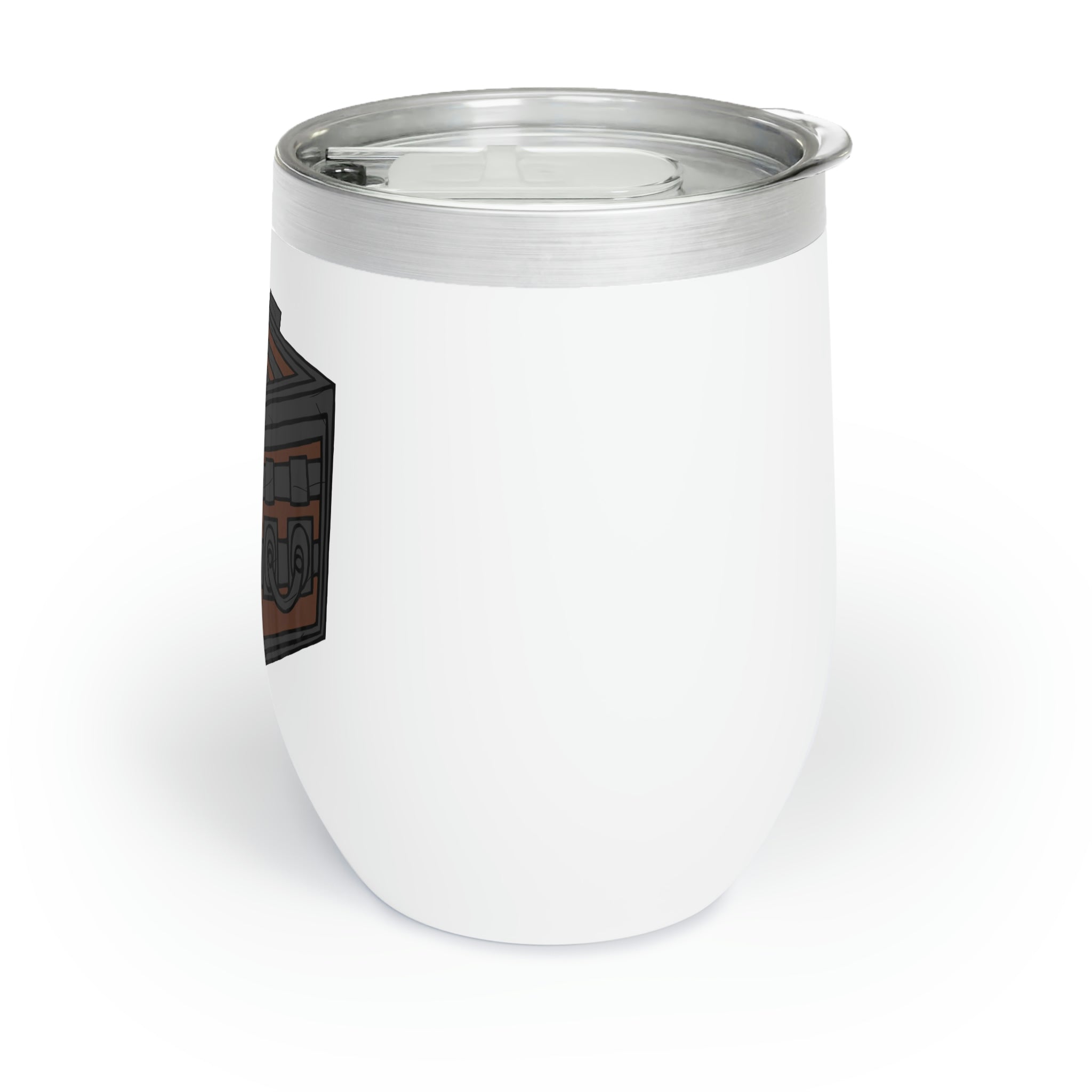 Crate Chill Wine Tumbler in stainless steel with a sleek design, showcasing its double-insulated walls and customizable surface.