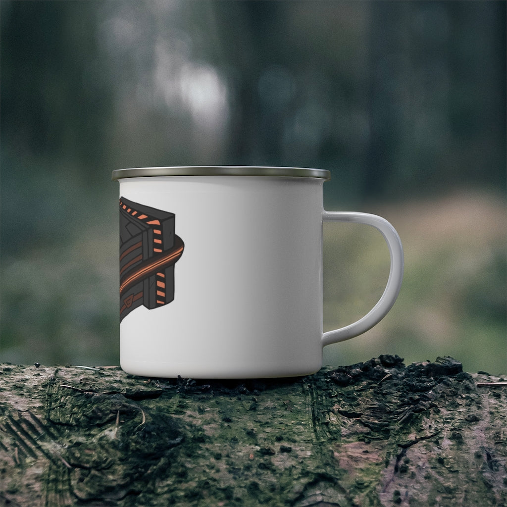 A durable Crate Enamel Camping Mug with a stylish design, featuring a C-handle and rounded corners, perfect for outdoor adventures.