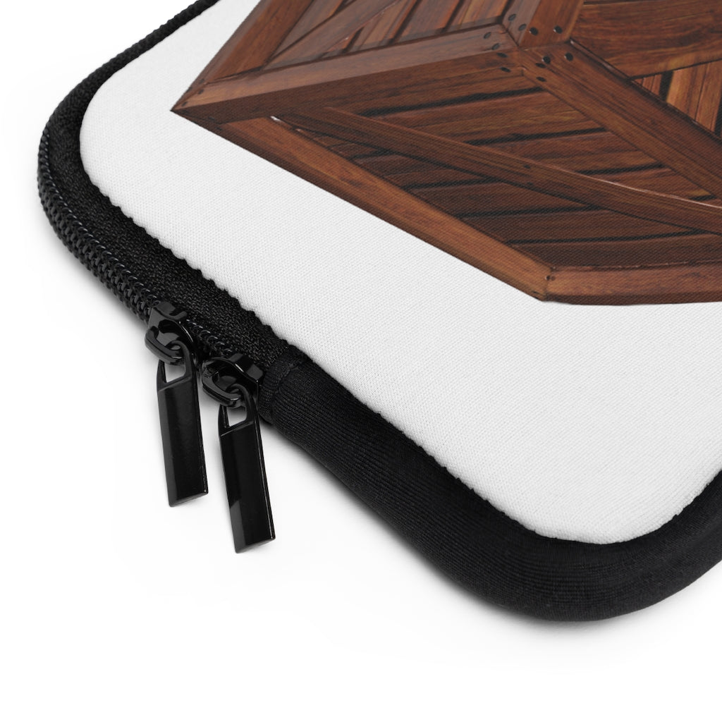 Crate Laptop Sleeve featuring a customizable front and black polyester back, designed for protection and style.