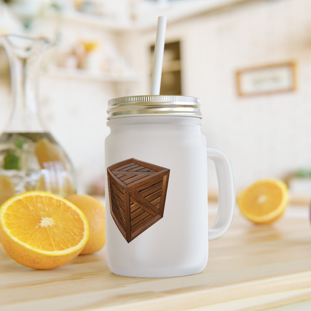 A stylish 16oz frosted glass mason jar with a lid and straw, perfect for personalized drinks.