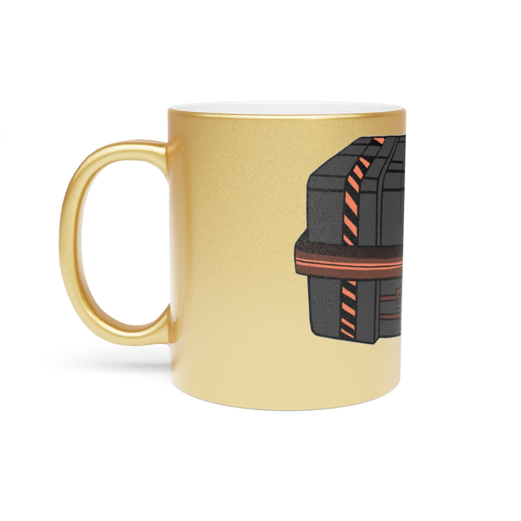 A stylish Crate Metallic Mug in Silver and Gold, showcasing its elegant design and customizable features.