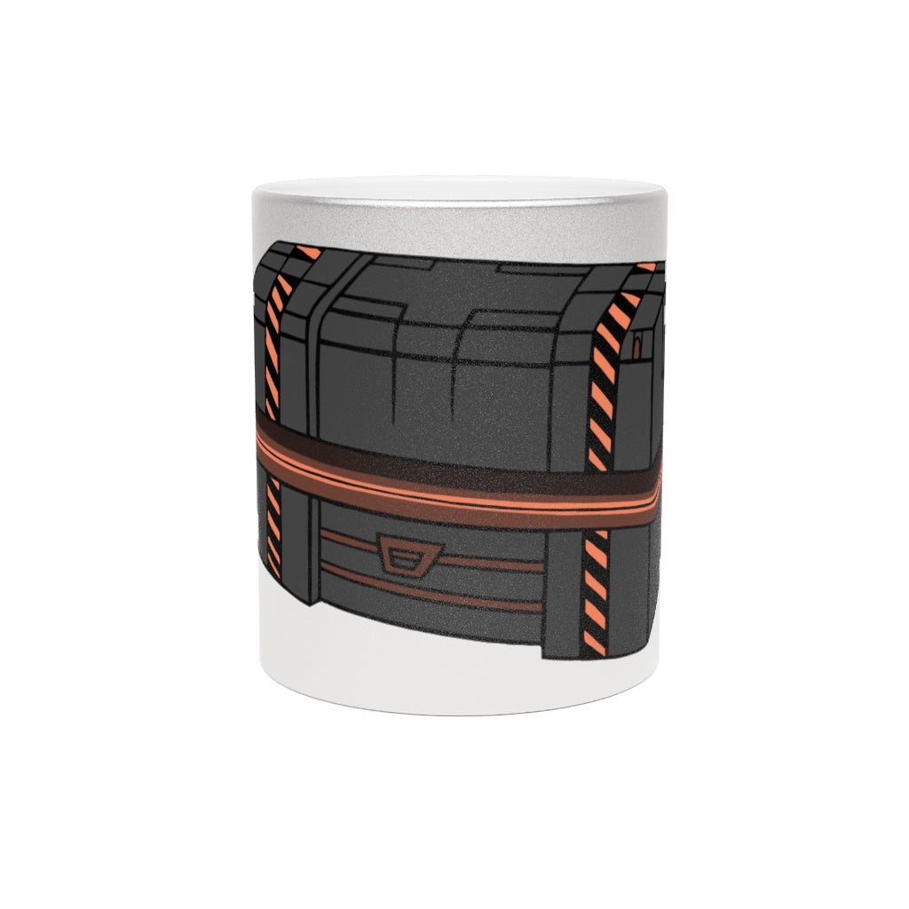 A stylish Crate Metallic Mug in Silver and Gold, showcasing its elegant design and customizable features.