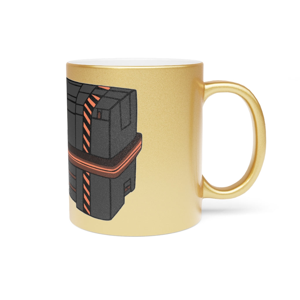 A stylish Crate Metallic Mug in Silver and Gold, showcasing its elegant design and customizable features.