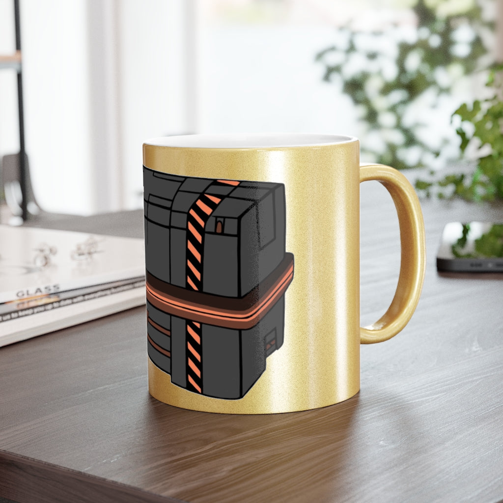 A stylish Crate Metallic Mug in Silver and Gold, showcasing its elegant design and customizable features.