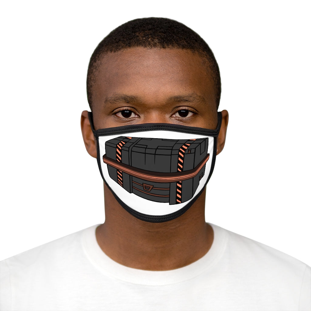 Crate Mixed-Fabric Face Mask featuring a black outer edge and earloops, with a stylish polyester exterior and soft cotton interior.