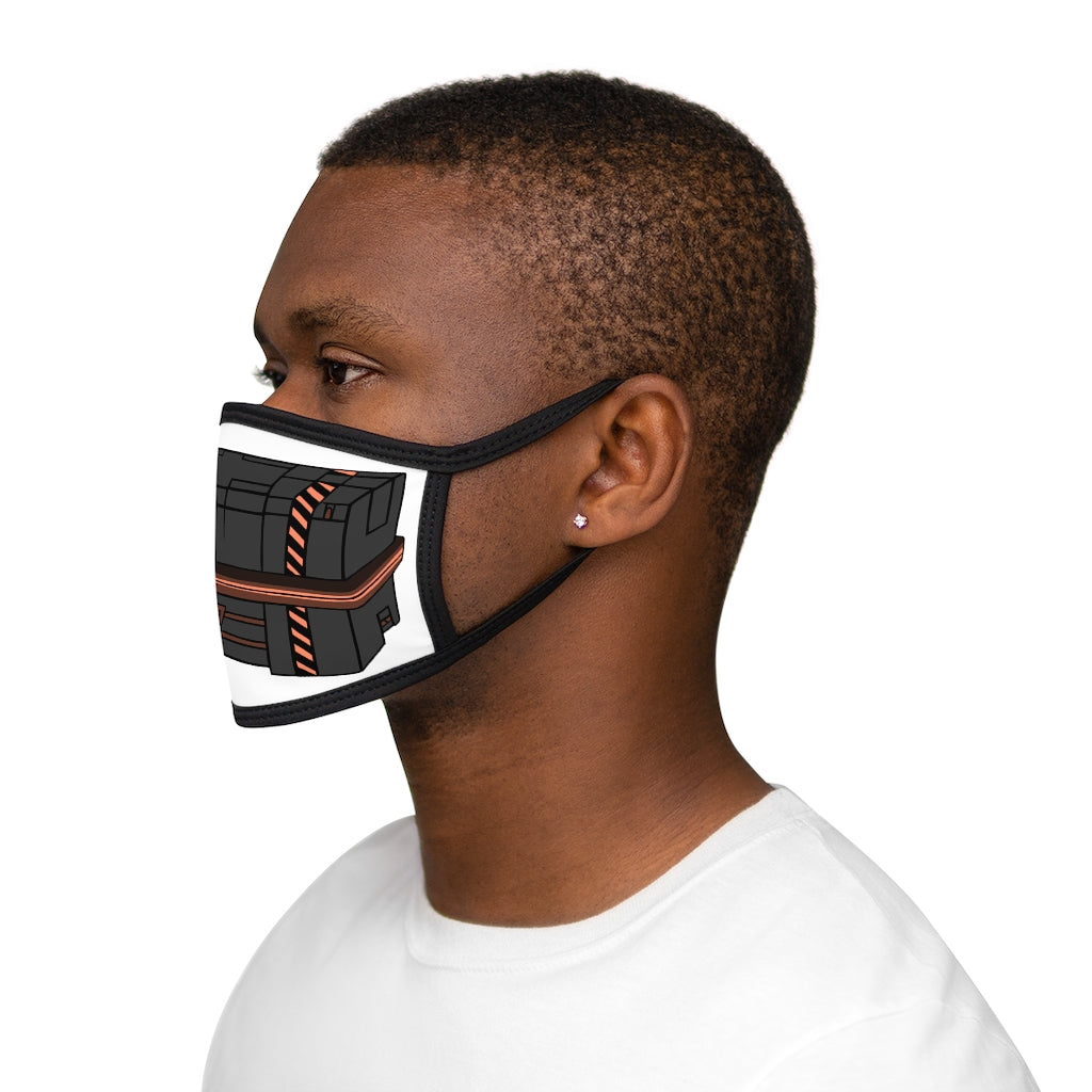 Crate Mixed-Fabric Face Mask featuring a black outer edge and earloops, with a stylish polyester exterior and soft cotton interior.