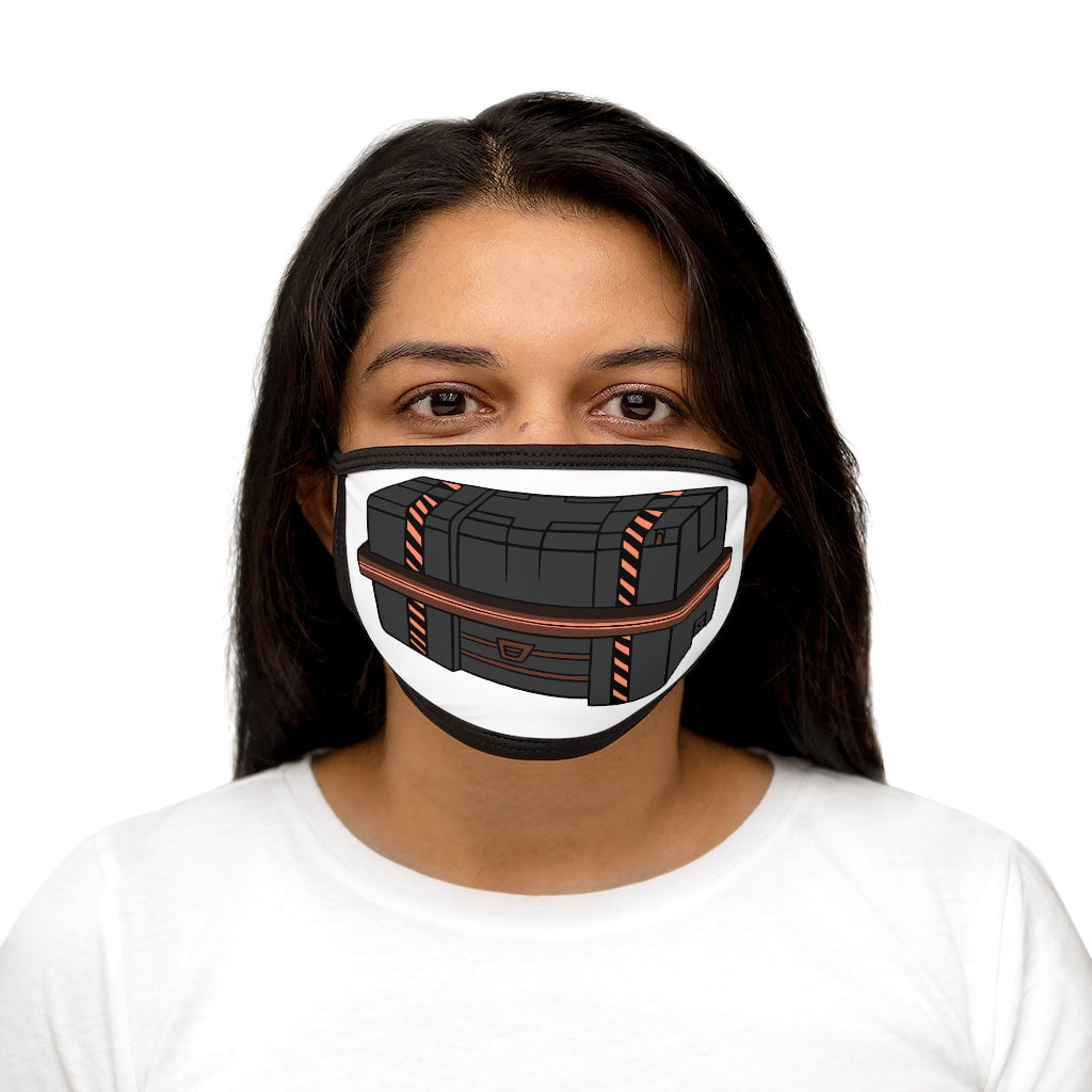 Crate Mixed-Fabric Face Mask featuring a black outer edge and earloops, with a stylish polyester exterior and soft cotton interior.