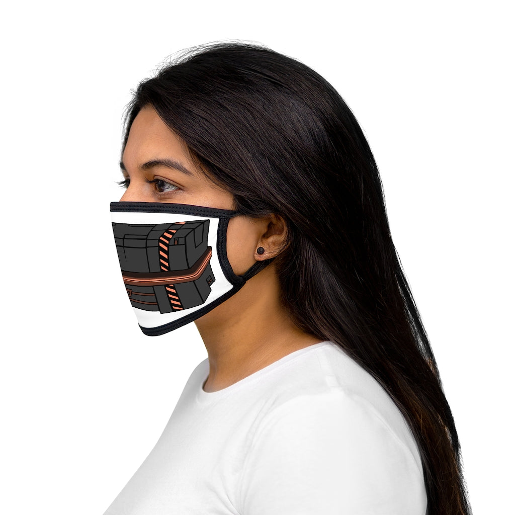 Crate Mixed-Fabric Face Mask featuring a black outer edge and earloops, with a stylish polyester exterior and soft cotton interior.