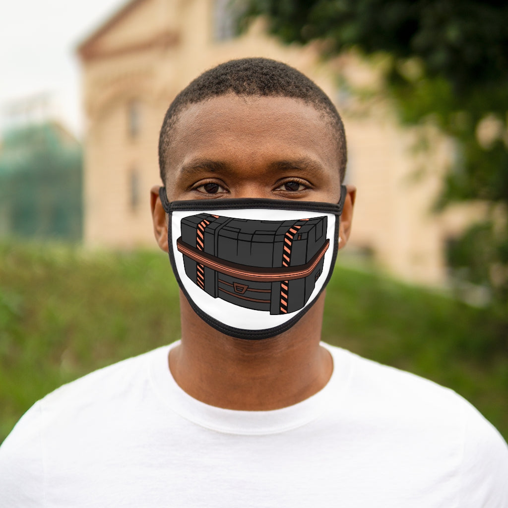 Crate Mixed-Fabric Face Mask featuring a black outer edge and earloops, with a stylish polyester exterior and soft cotton interior.