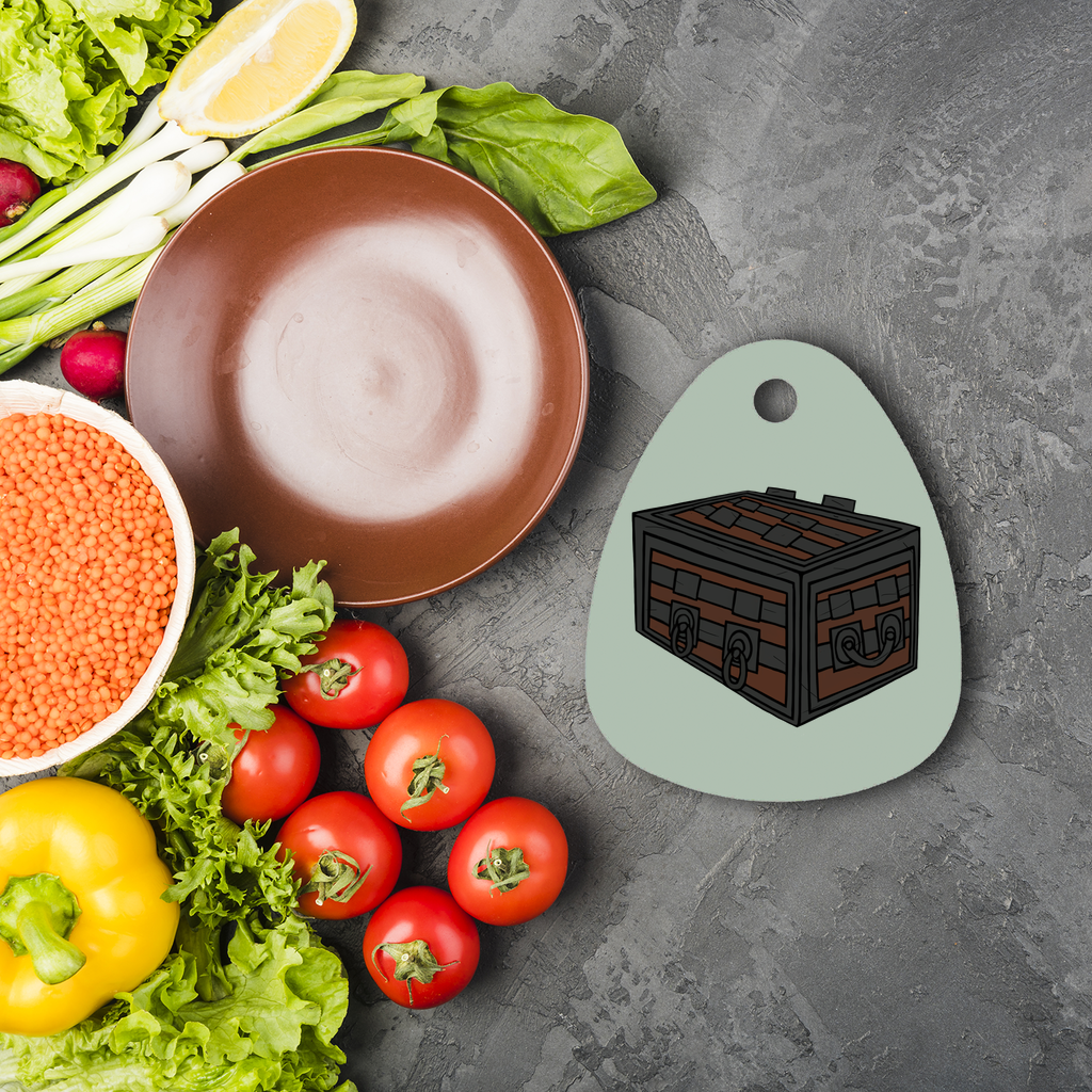 Round Crate Sublimation Glass Cutting Board with a water droplet shape, featuring a smooth surface for custom designs and four rubber feet for stability.