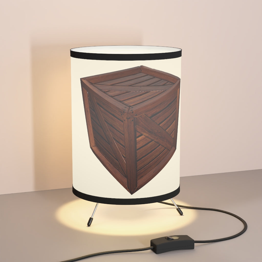 Crate Tripod Lamp featuring a galvanized steel base and a custom high-resolution printed shade, ideal for stylish home decor.