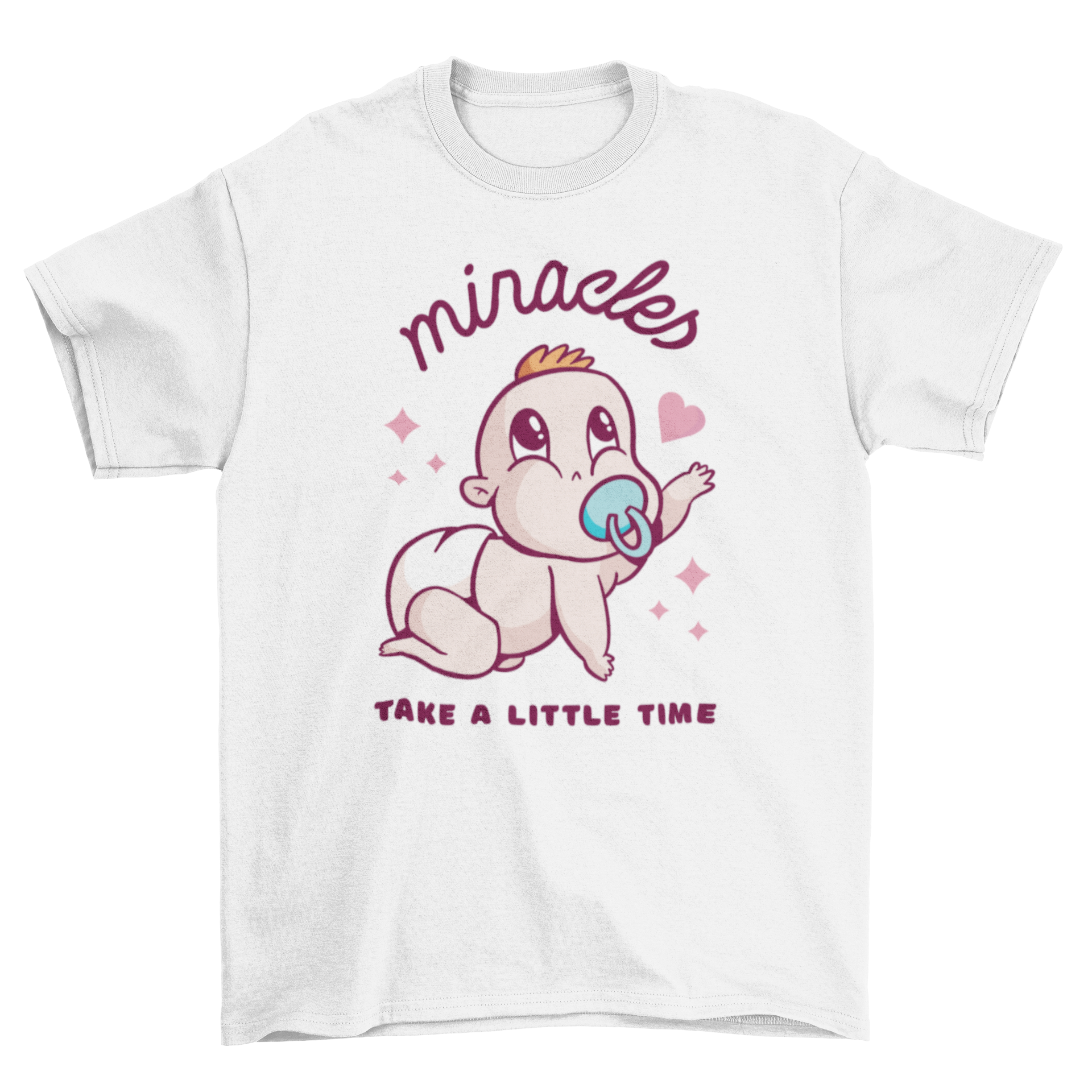 Crawling cartoon baby t-shirt featuring a cute design and motivational quote.