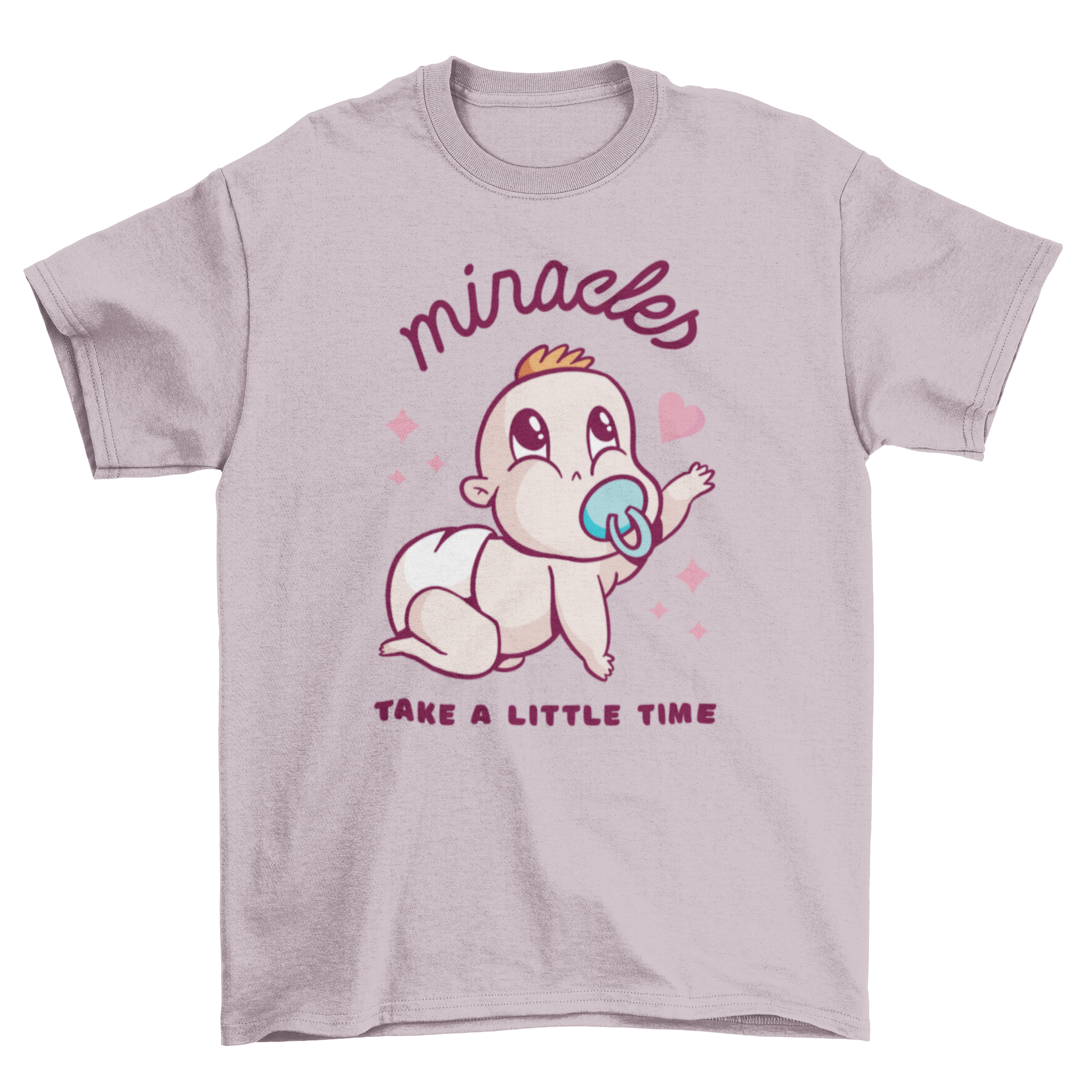 Crawling cartoon baby t-shirt featuring a cute design and motivational quote.