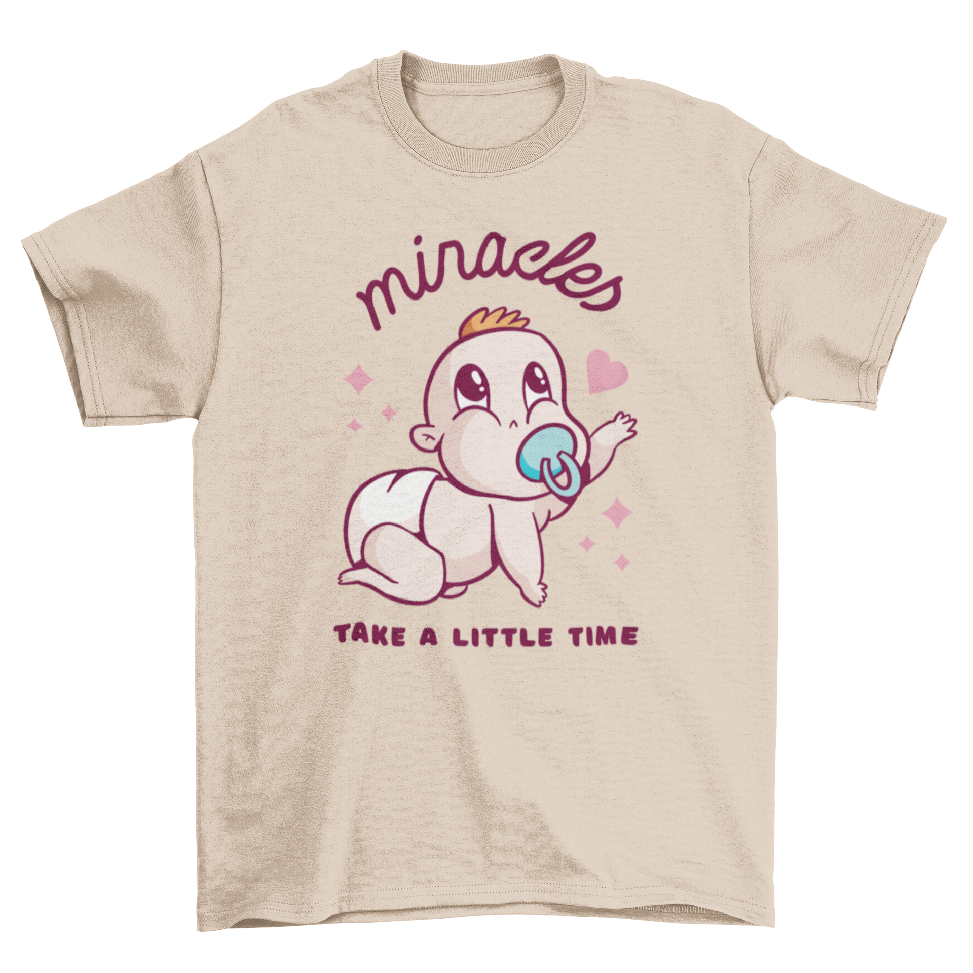 Crawling cartoon baby t-shirt featuring a cute design and motivational quote.