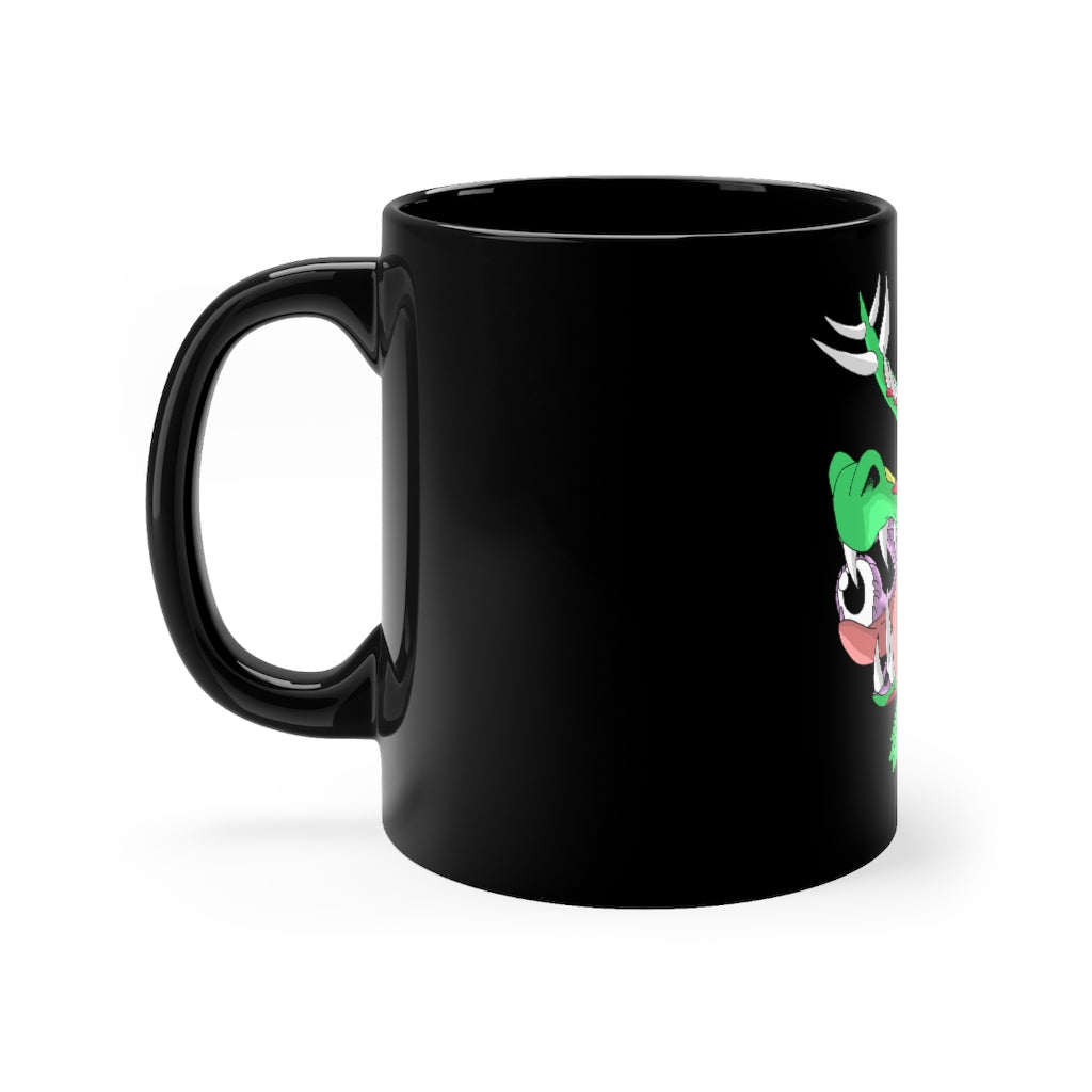 Crawnawsome Black Mug 11oz with full-wrap decoration, featuring rounded corners and a C-handle, perfect for personalized gifts.