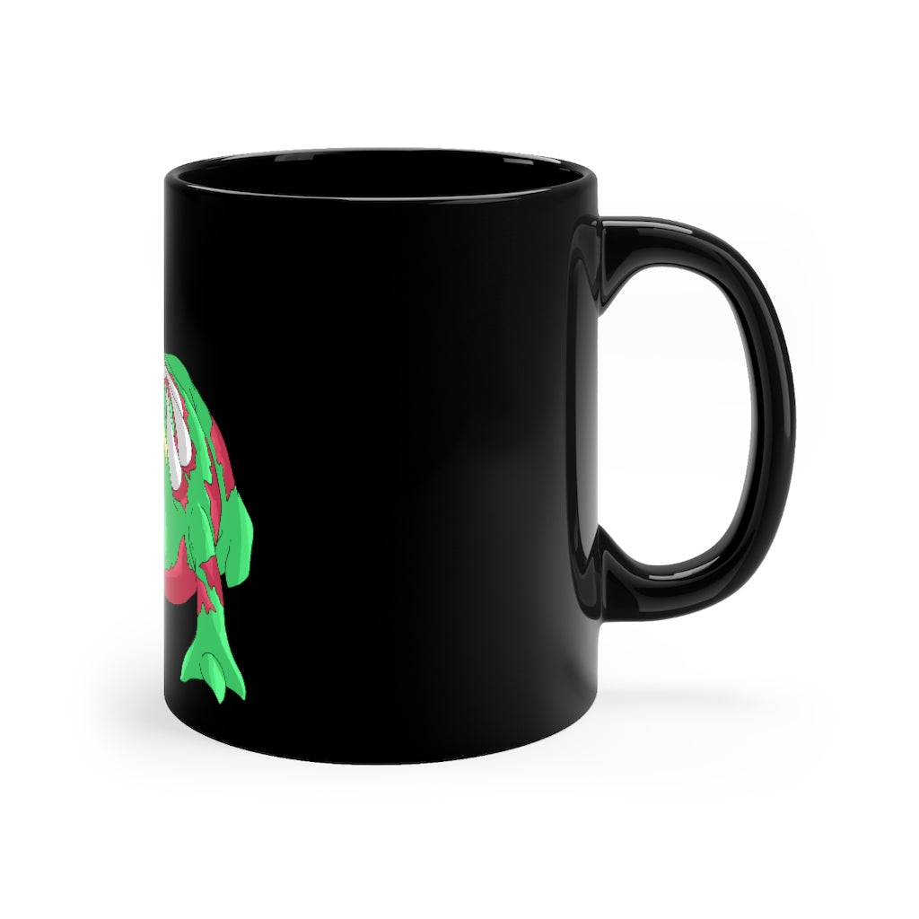 Crawnawsome Black Mug 11oz with full-wrap decoration, featuring rounded corners and a C-handle, perfect for personalized gifts.