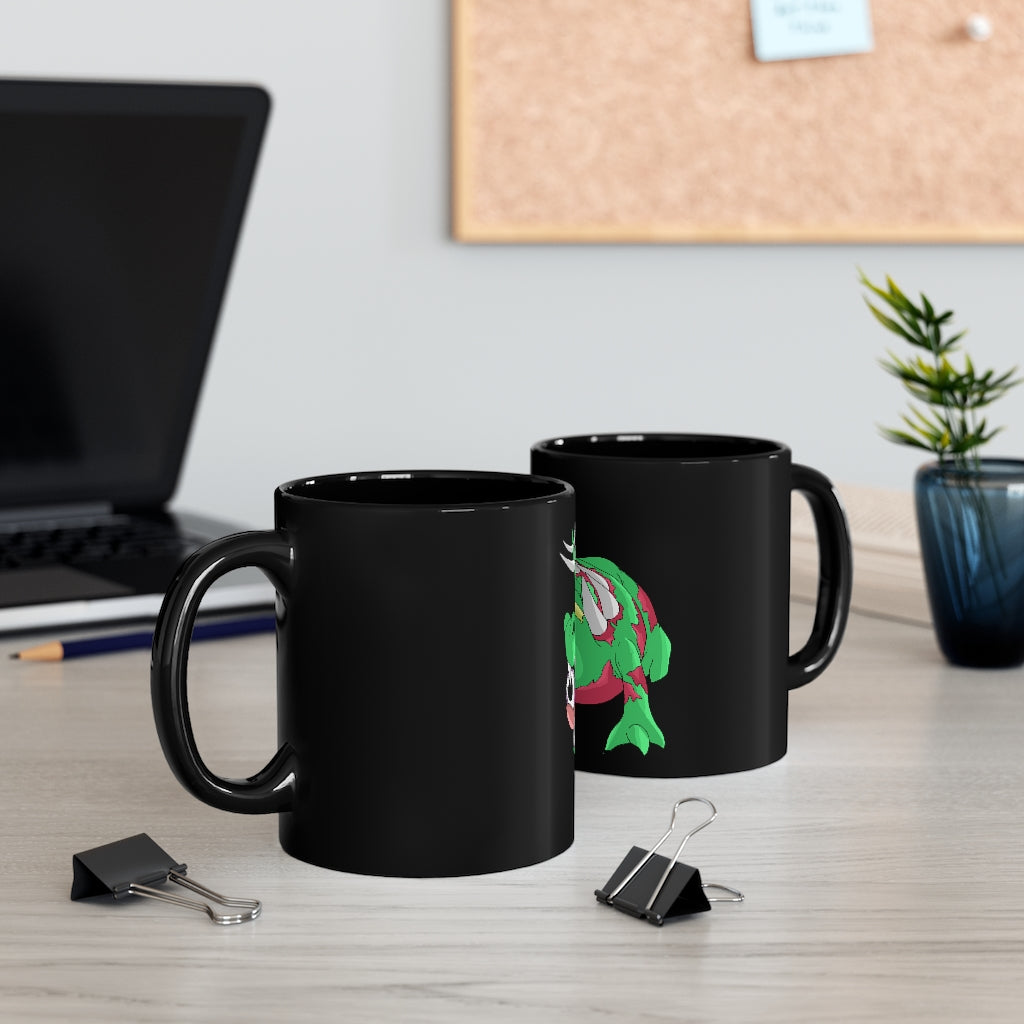 Crawnawsome Black Mug 11oz with full-wrap decoration, featuring rounded corners and a C-handle, perfect for personalized gifts.