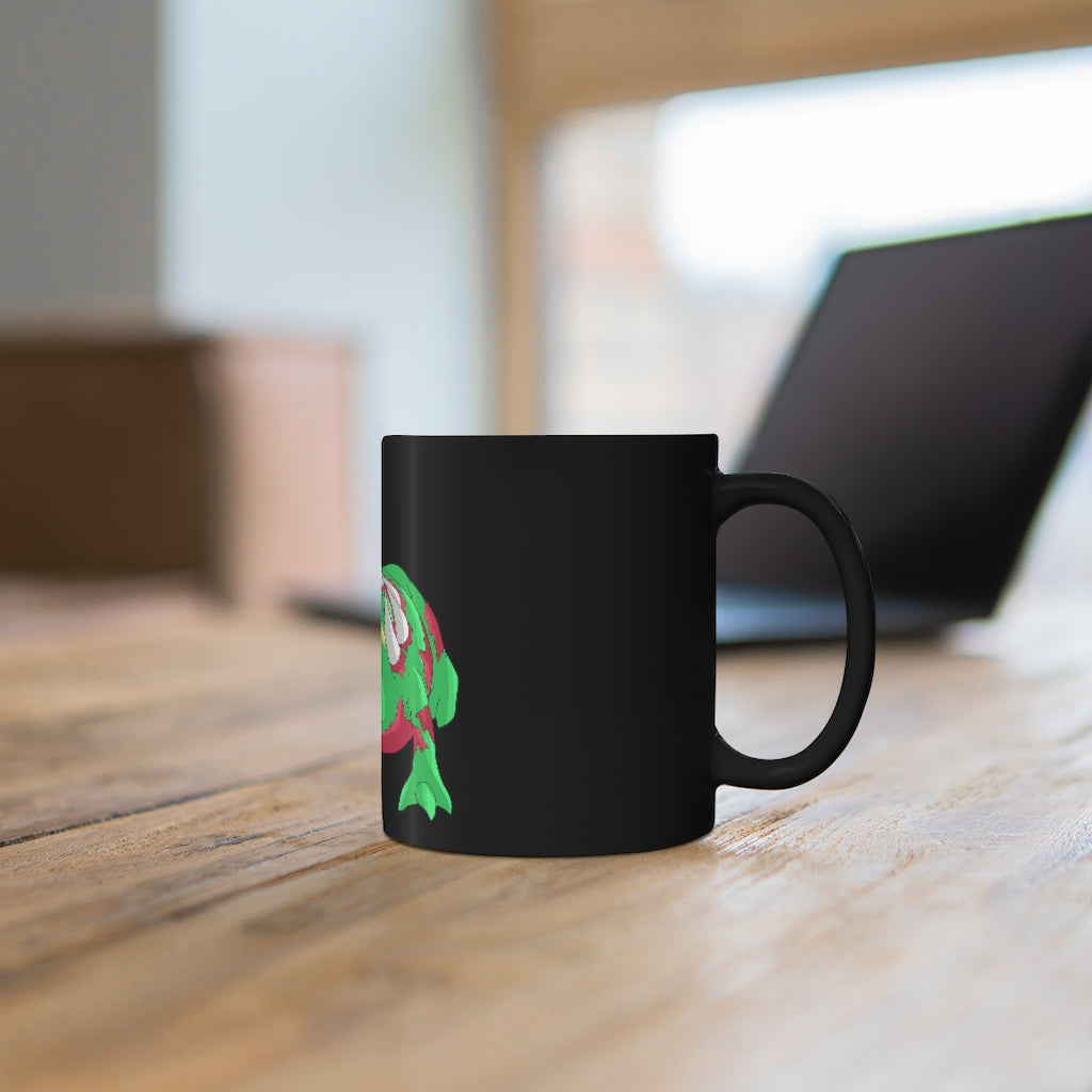 Crawnawsome Black Mug 11oz with full-wrap decoration, featuring rounded corners and a C-handle, perfect for personalized gifts.