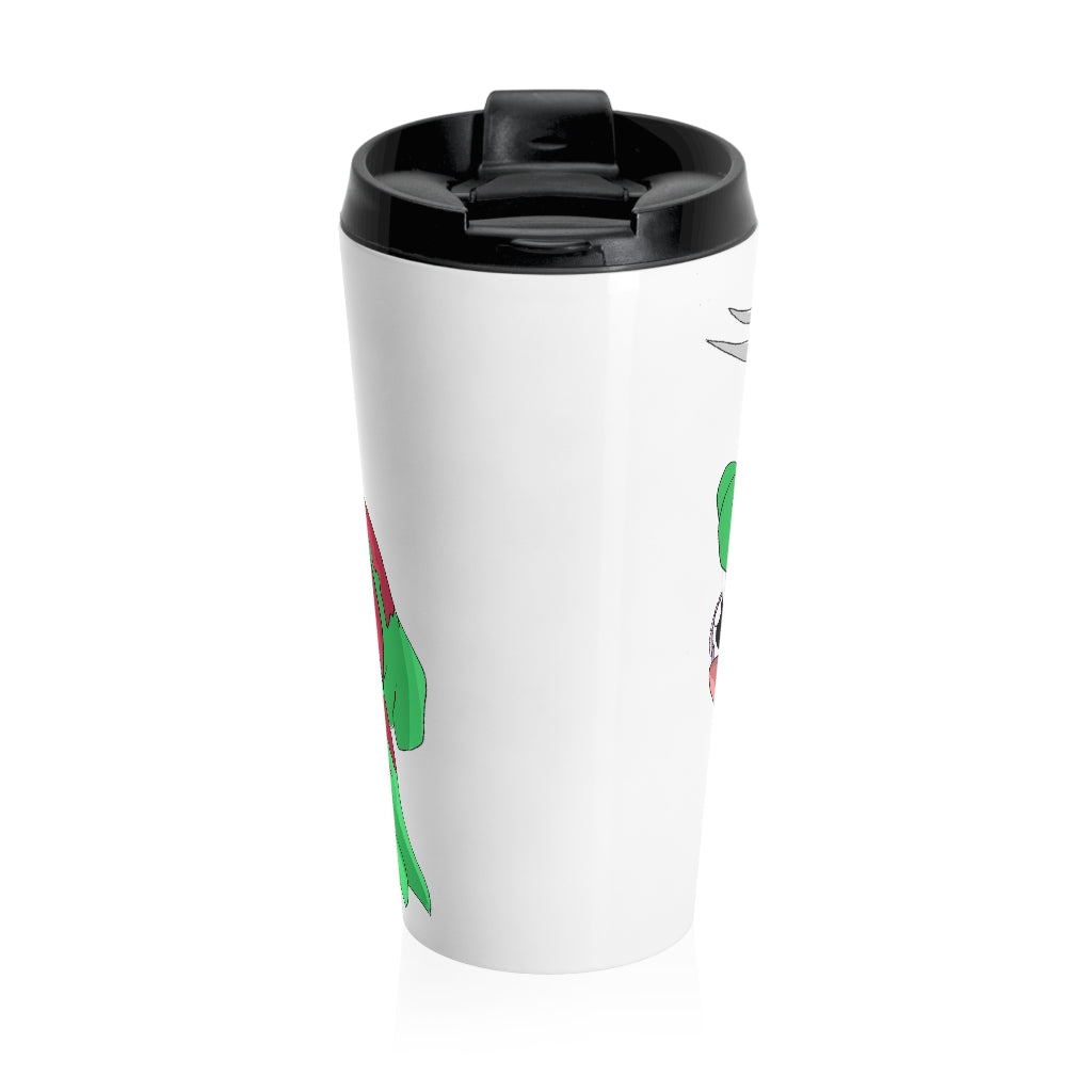 Crawnawsome Stainless Steel Travel Mug with black lid and vibrant sublimation print, perfect for coffee and tea lovers.