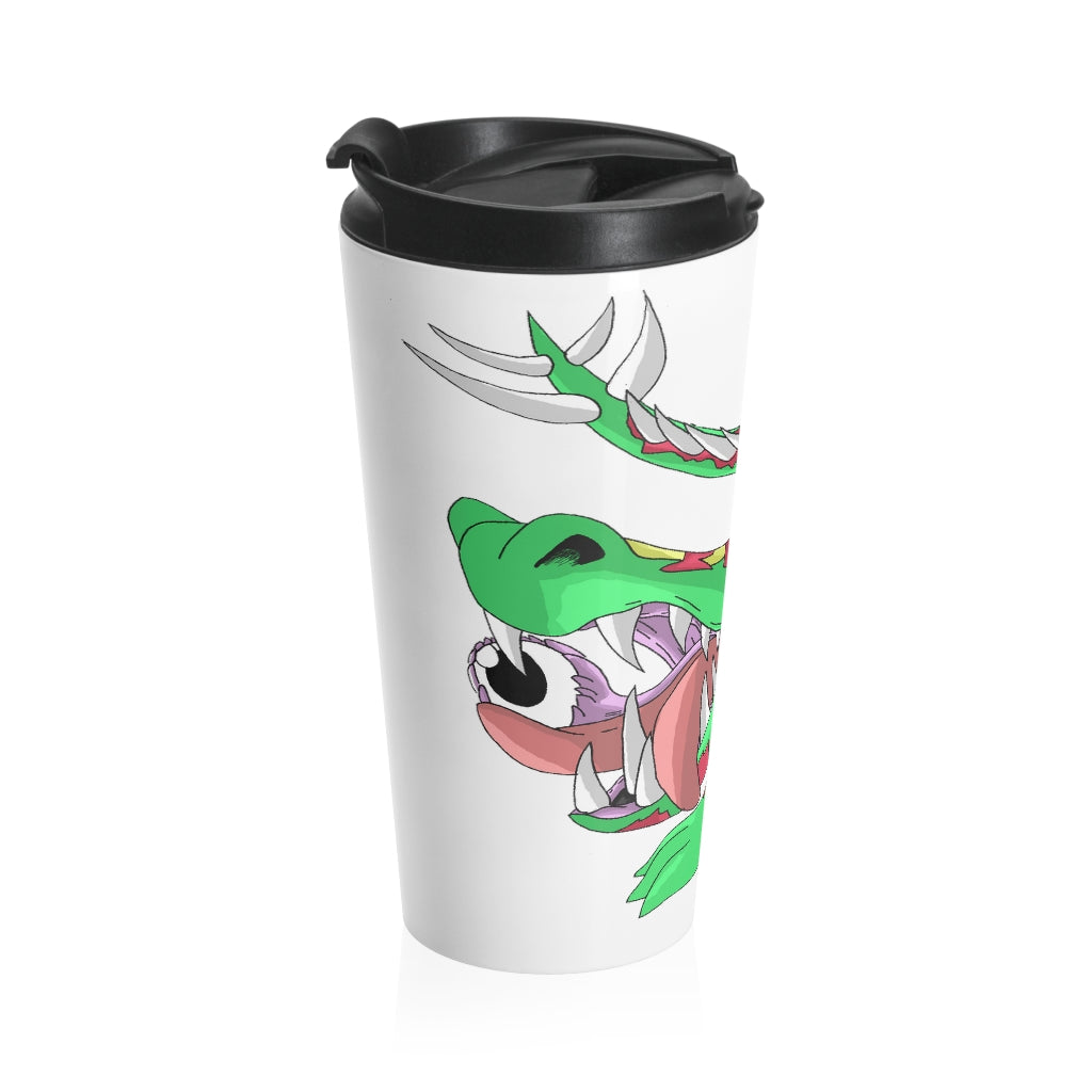 Crawnawsome Stainless Steel Travel Mug with black lid and vibrant sublimation print, perfect for coffee and tea lovers.