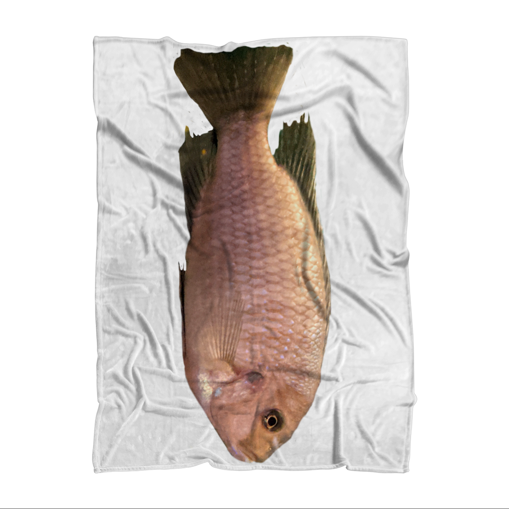 Cream Peach Fish Sublimation Throw Blanket made of soft polar fleece, featuring a unique fish design on a cream background.