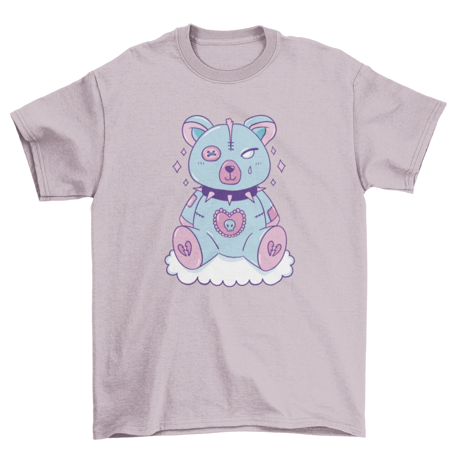 A stylish t-shirt featuring a goth teddy bear toy design, perfect for unique fashion lovers.