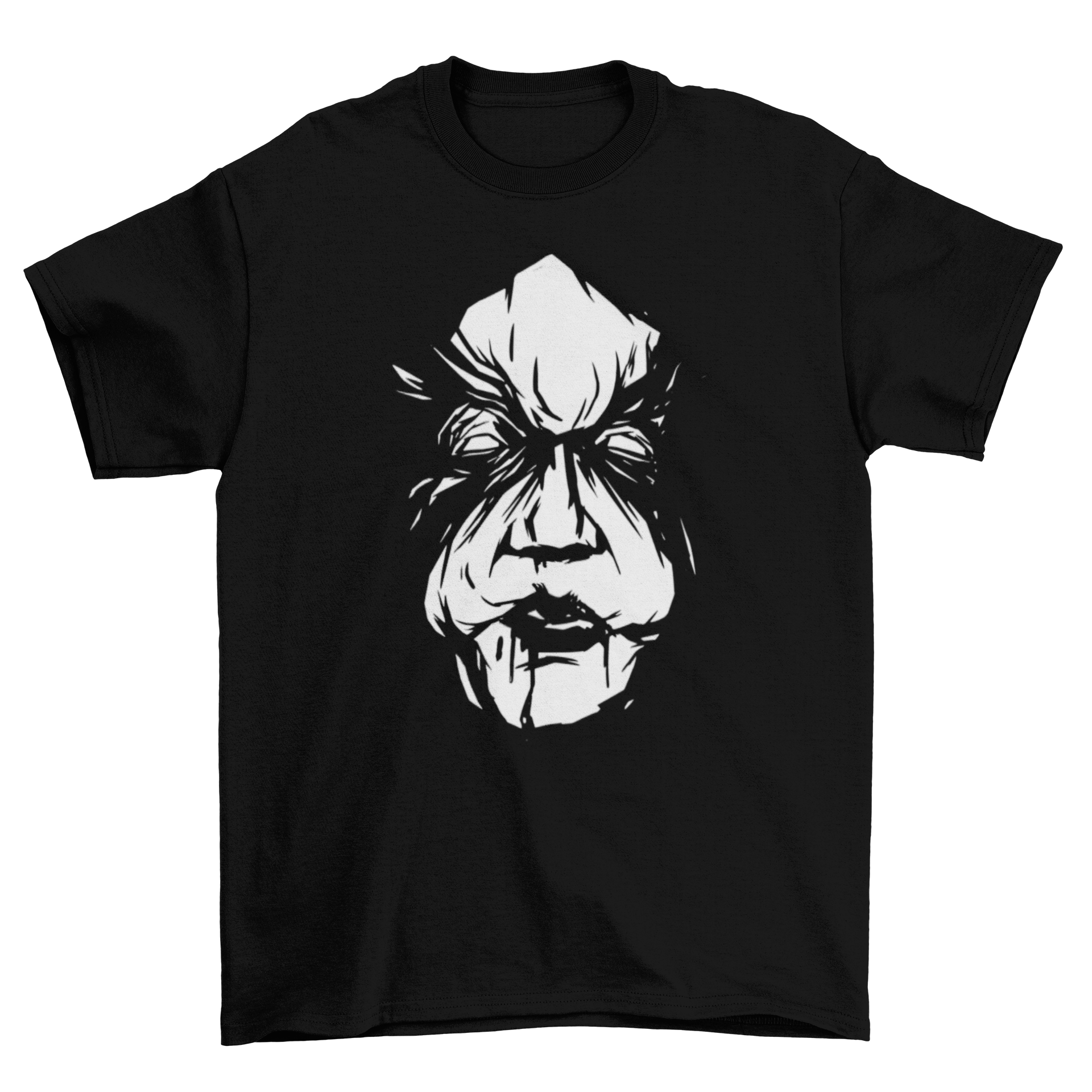 Creepy Killer T-Shirt featuring a chilling face design, perfect for Halloween celebrations.