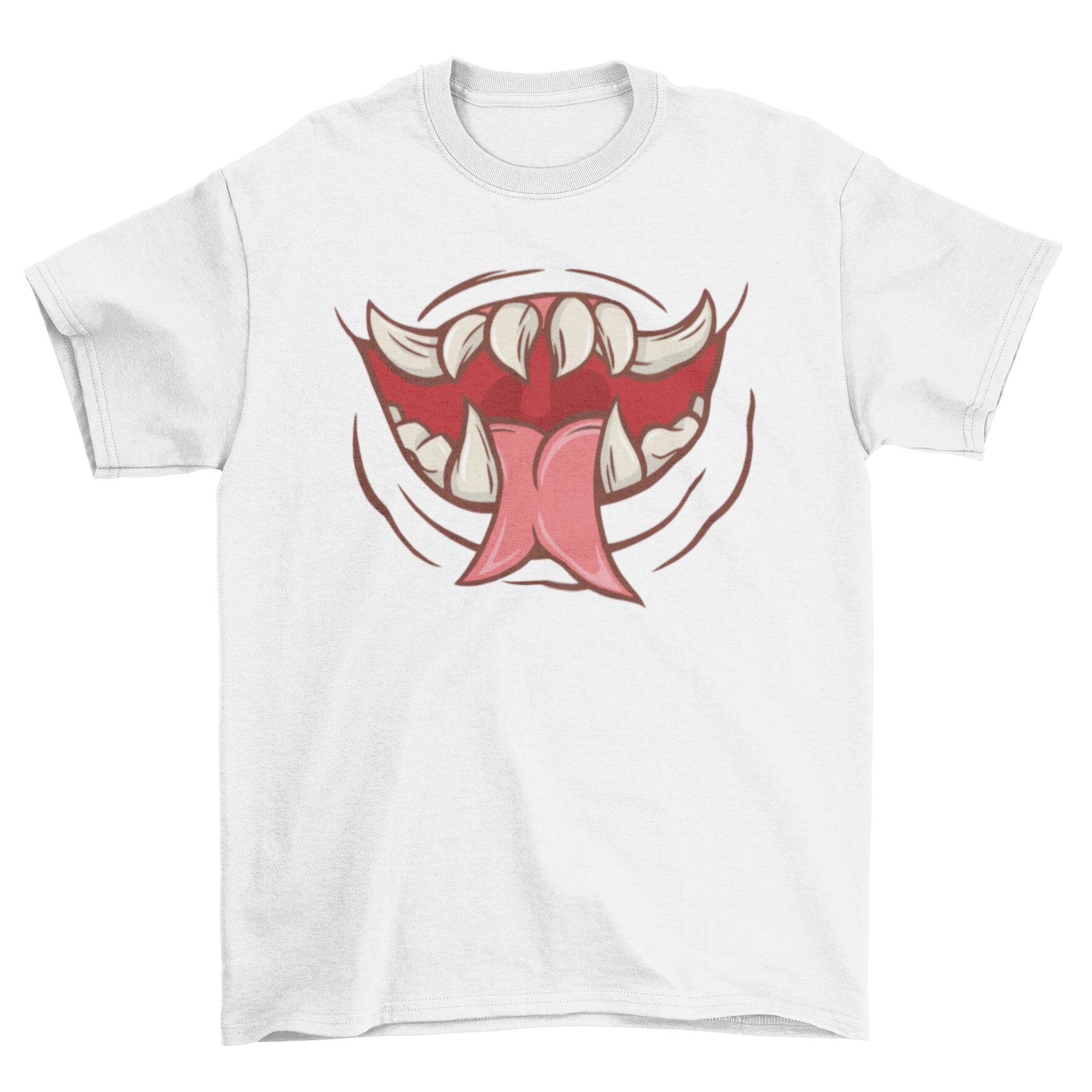 Creepy monster mouth t-shirt featuring a vibrant design of a monster's mouth with its tongue out, perfect for Halloween.