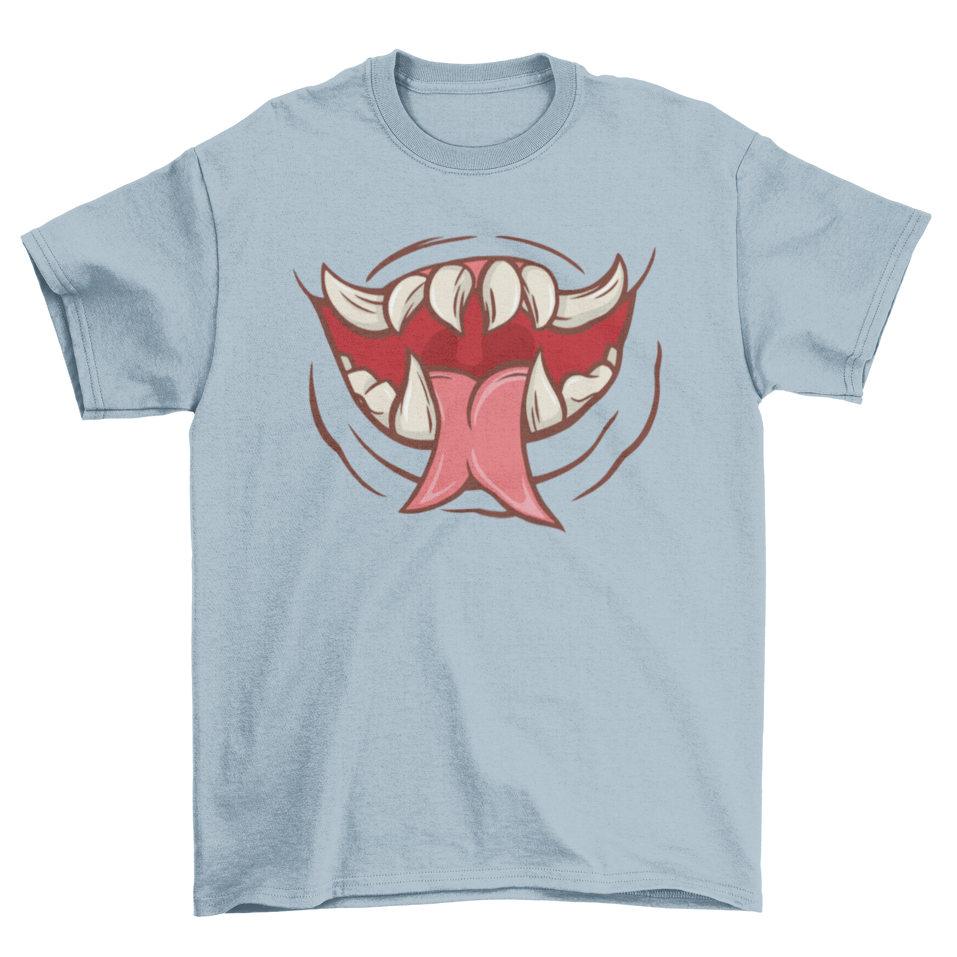 Creepy monster mouth t-shirt featuring a vibrant design of a monster's mouth with its tongue out, perfect for Halloween.