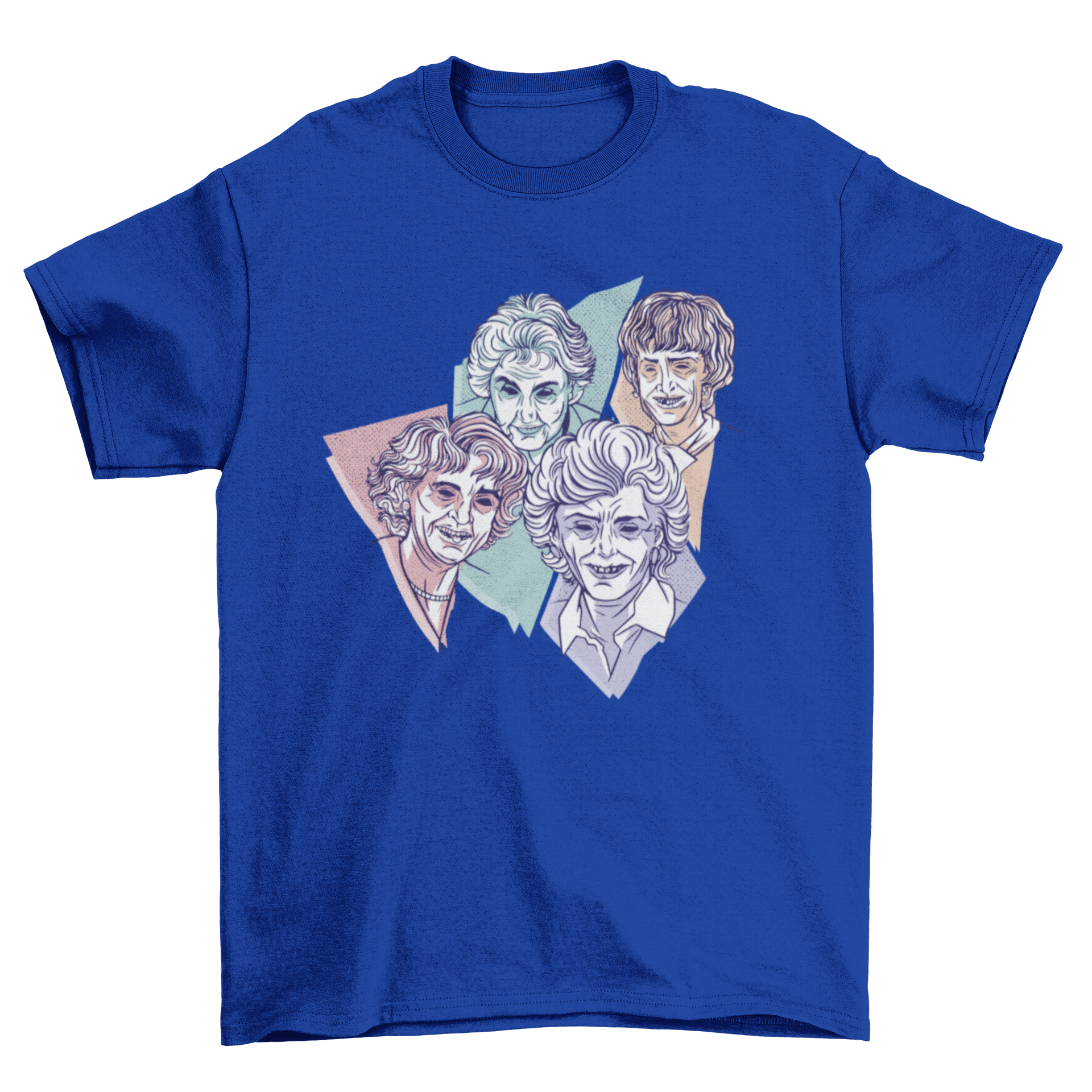 A stylish t-shirt featuring various creepy zombie ladies with unique designs and expressions.