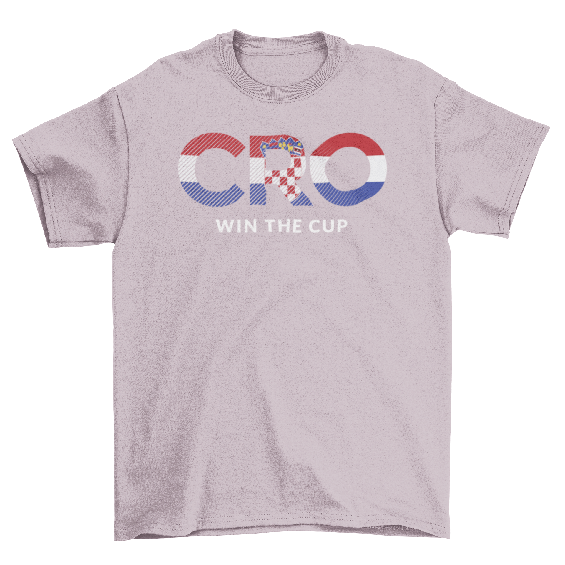 Croatia World Cup t-shirt featuring CRO letters and flag design with 'win the cup' caption.