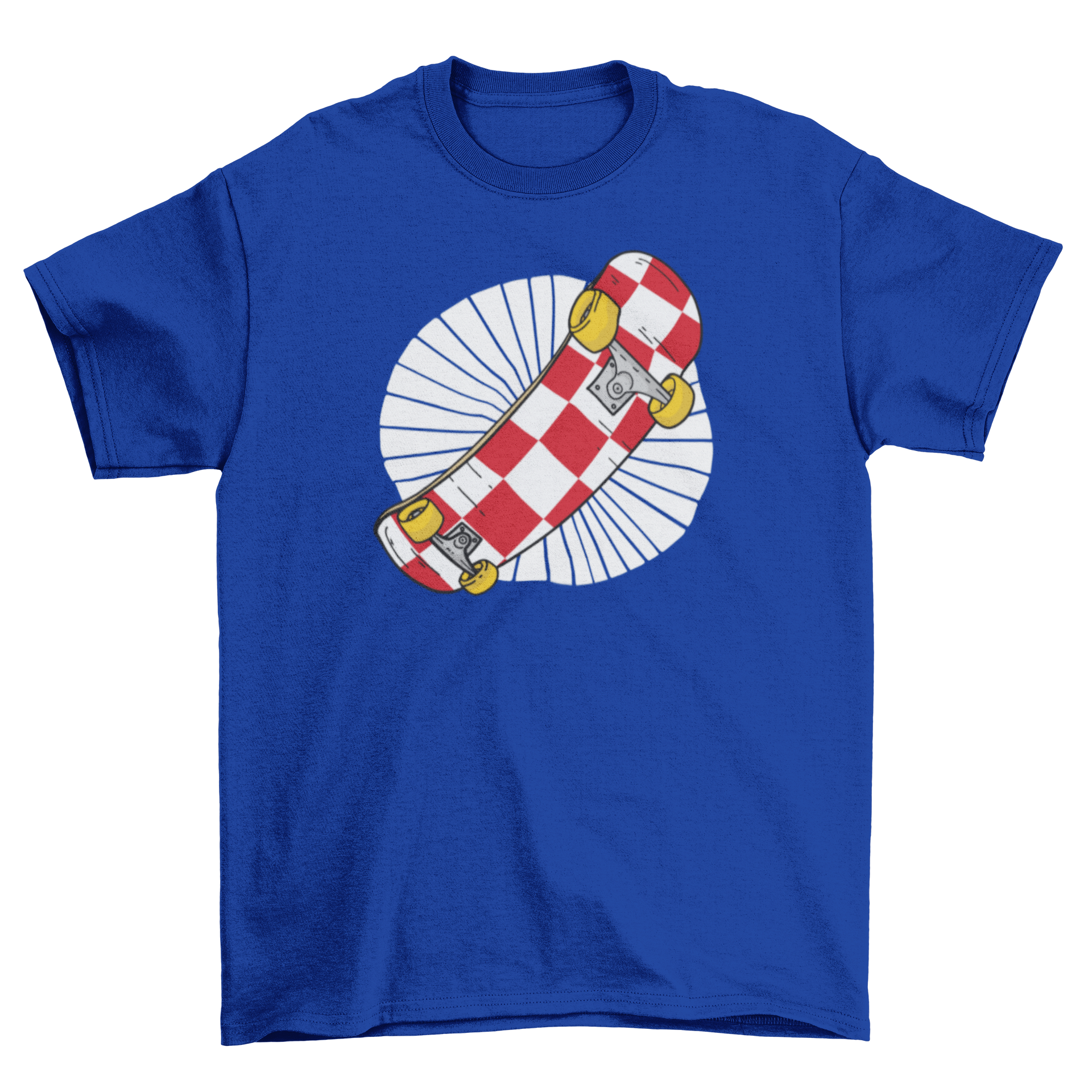 A stylish Croatian skateboard t-shirt featuring a skateboard illustration with the Croatian flag design.