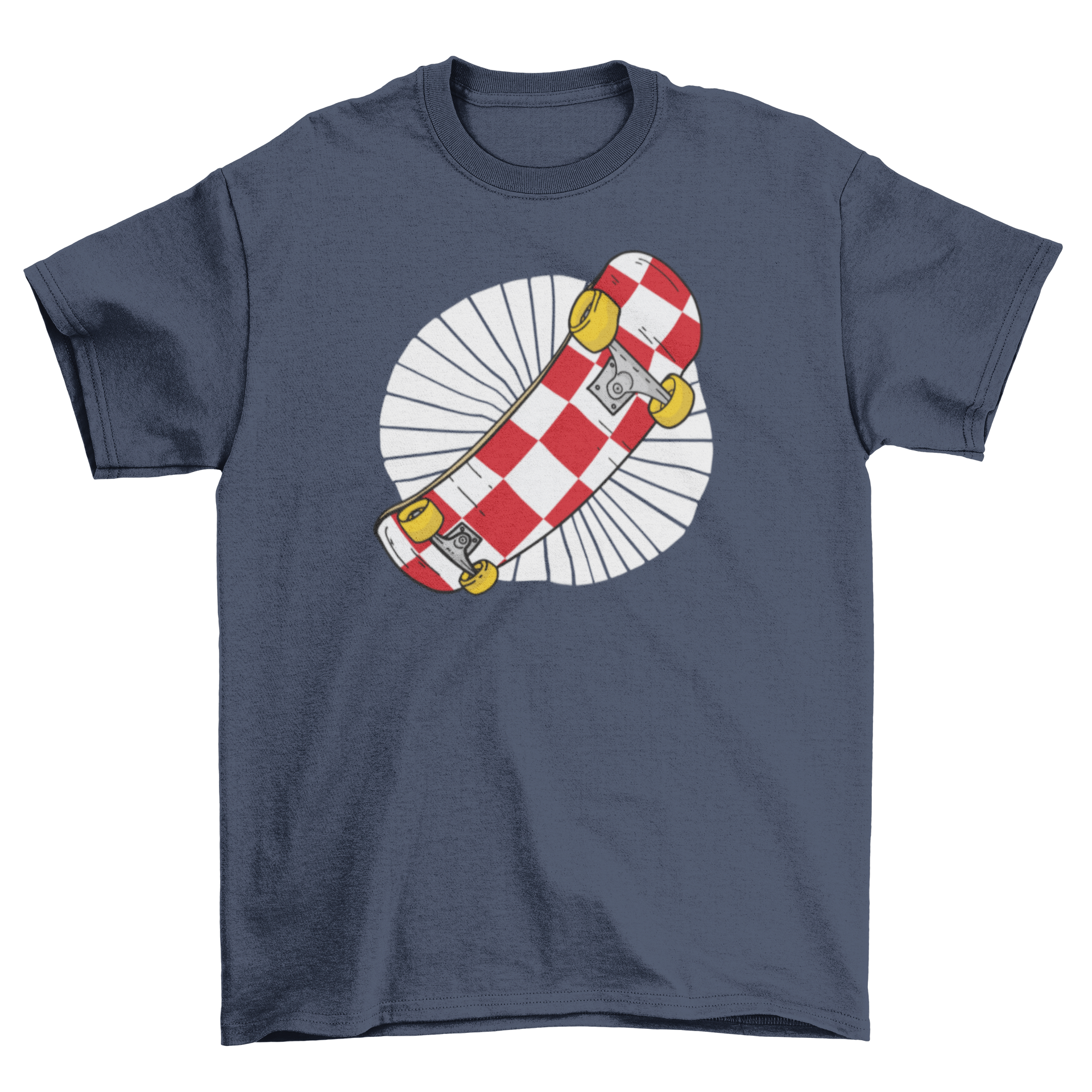 A stylish Croatian skateboard t-shirt featuring a skateboard illustration with the Croatian flag design.