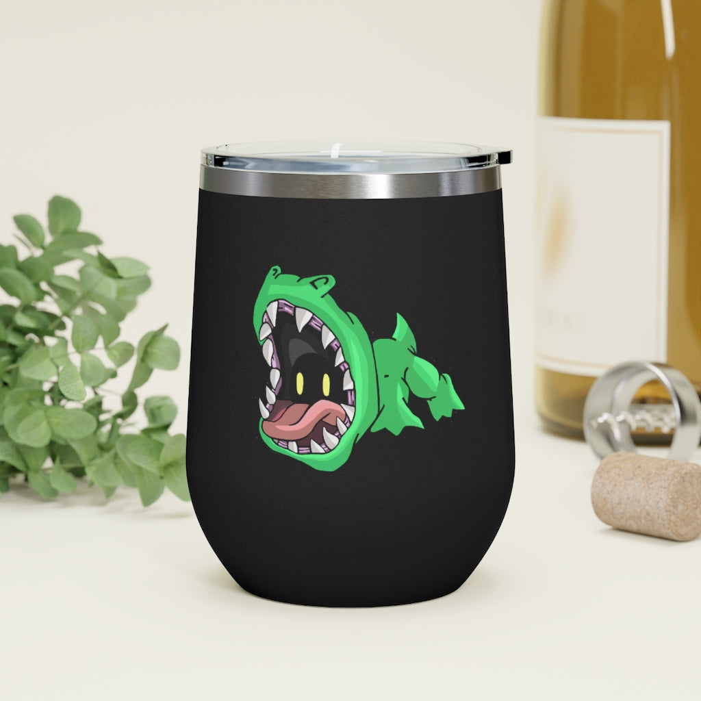 Crock 12oz insulated wine tumbler with clear lid, showcasing a stylish design and stainless steel finish.