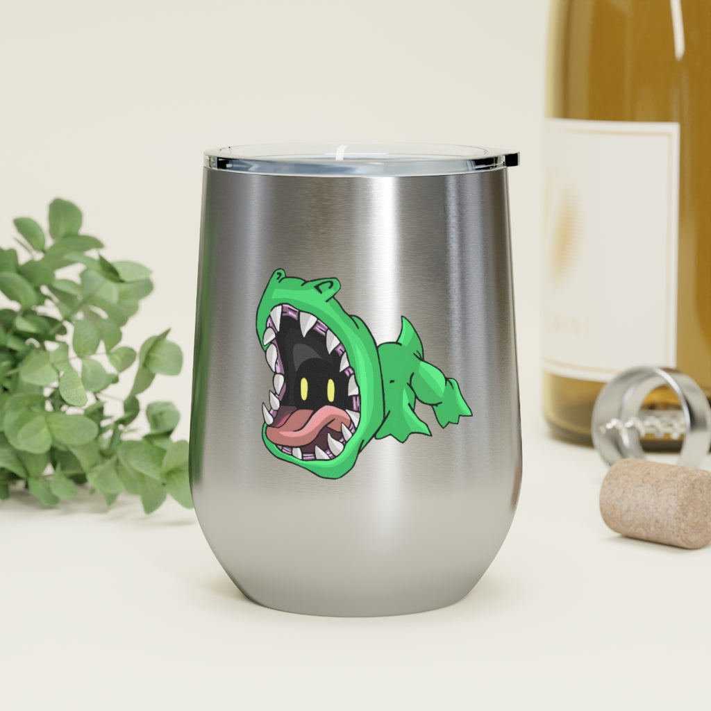 Crock 12oz insulated wine tumbler with clear lid, showcasing a stylish design and stainless steel finish.