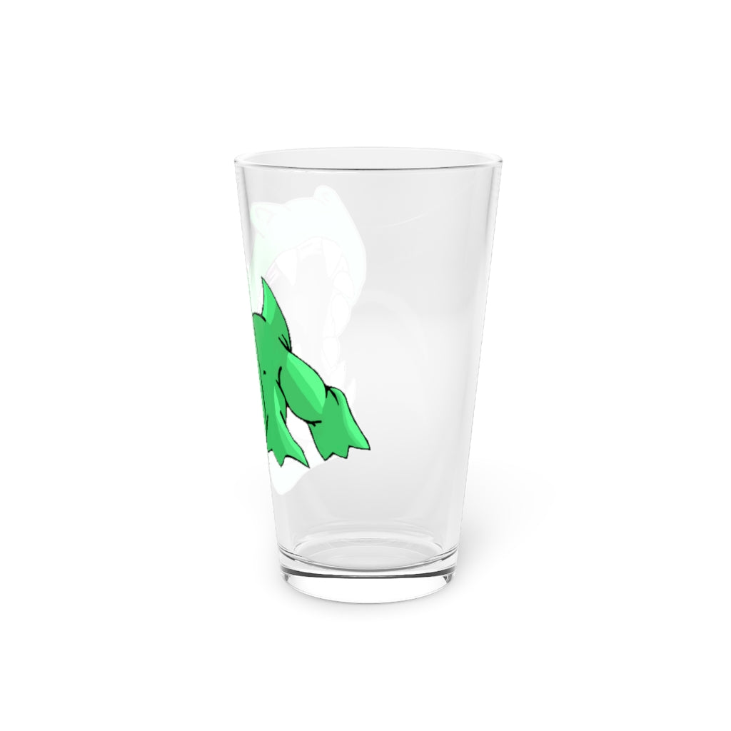 A clear 16oz Crock Pint Glass showcasing its elegant design, perfect for personalized beverages.