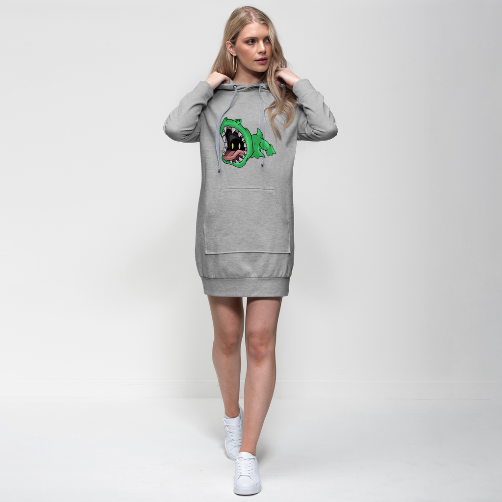 Crock Premium Adult Hoodie Dress featuring a relaxed fit, hood, and kangaroo pocket in a stylish design.