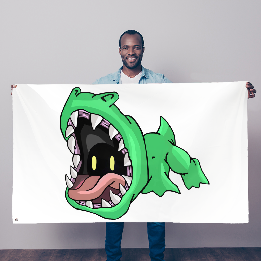 5FT x 3FT Crock Sublimation Flag made of durable polyester fabric with double-stitched edges and two eyelets for hanging.