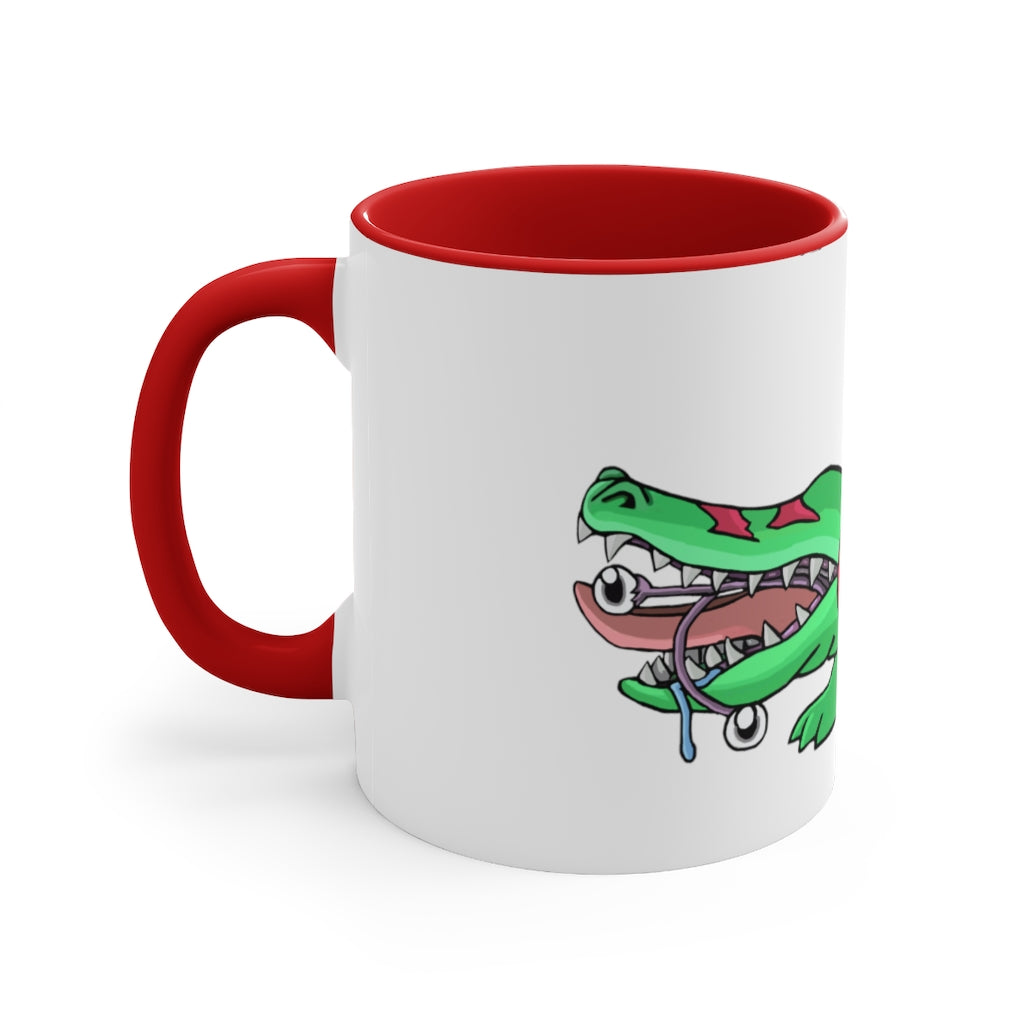 Crocodilas Accent Coffee Mug, 11oz with a vibrant two-tone design featuring a colored interior and C-handle.