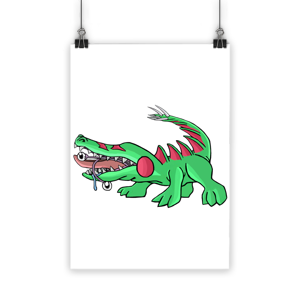 Crocodilas Classic Poster showcasing vibrant colors and high-quality print on semi-gloss paper, suitable for indoor and outdoor use.