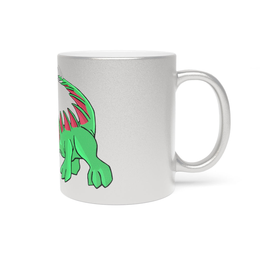 Crocodilas Metallic Mug in Silver and Gold with personalized design options, showcasing a stylish ceramic finish.